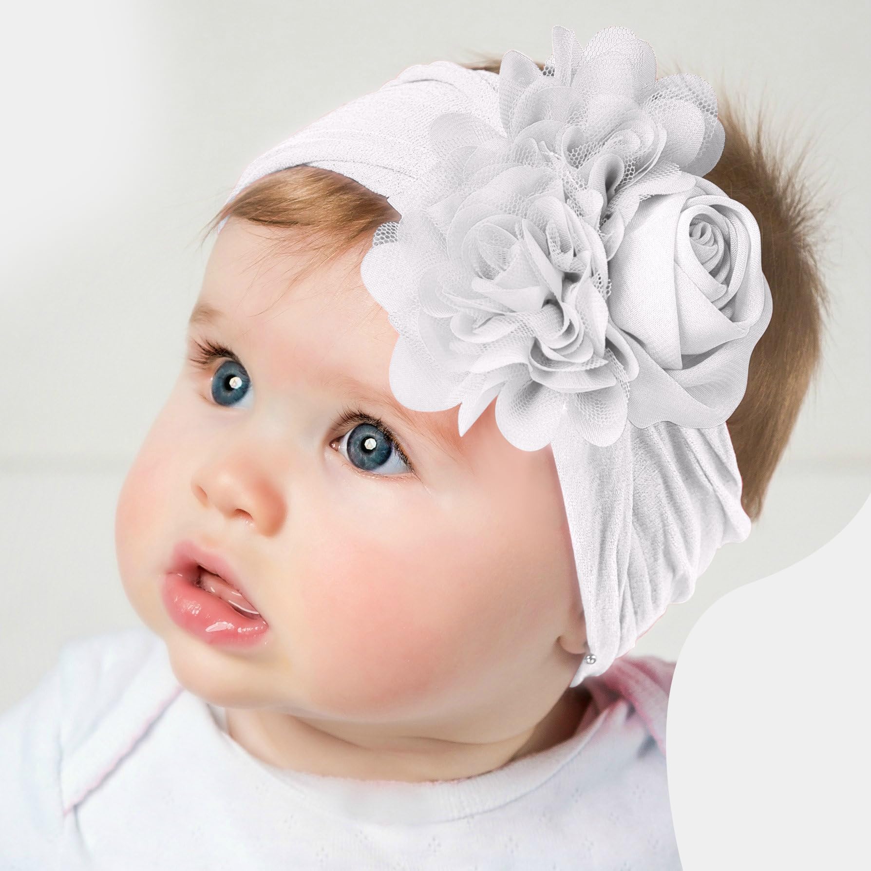 SYGA Baby Headbands Girls Rose Flower Nylon Strechable Hairbands For Newborn Infant Toddlers Kids 0-3 Year (Blue)