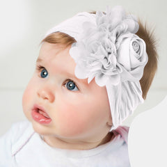 SYGA Baby Headbands Girls Rose Flower Nylon Strechable Hairbands For Newborn Infant Toddlers Kids 0-3 Year (Blue)