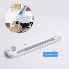 SYGA Instant Read Cooking Thermometer Digital Food Thermometer Backlit LCD Display Foldable Long Probe and Auto On/Off Very Suitable for Kitchen Cooking BBQ Water Meat Milk-White