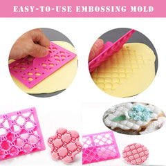 SYGA Cake Fondant Embossing Mold Multifunctional Patterns Embosser Cookie Cutter Molds Plastic Impression Mats Texture Lace Border Baking Mould Bakeware for Cupcake Wedding Cake Decoration Tools-6pcs