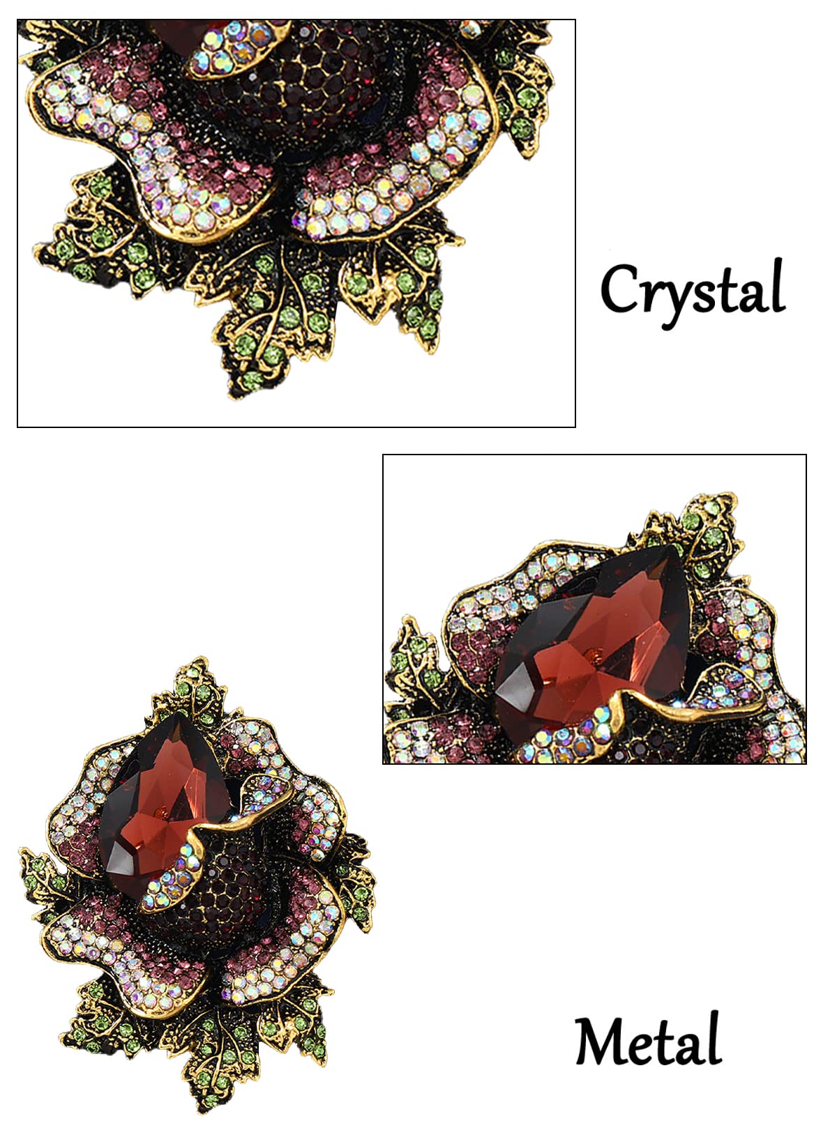 SYGA Brooch Pin Fashion Crystal Rhinestone Jewellery Pin Vintage Accessories Decoration Clothing Bouquet Brooches for Bridal Women Girl (BROWN-ROSE-BROWN)