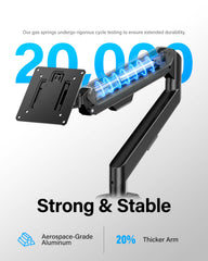HEYMIX LIFE Single Monitor Arm, Ergonomic Monitor Stand VESA Mount, Computer Screen Arm Gas Spring, VESA Arm, Monitor Mount & 2 Grommet Mounting Base For 13-32'' 2-9 Kgs Sceens
