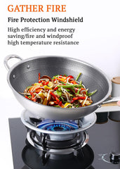 SYGA Gas Stove Fire Windproof Cover Non-Slip, Energy-Saving Stand Support Bracket (1, Black)