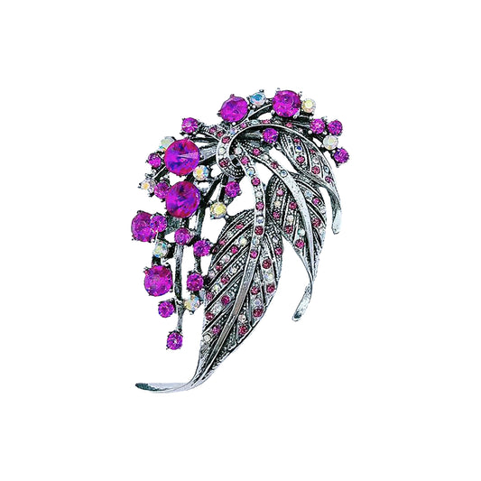 SYGA Brooch Pin Fashion Crystal Rhinestone Jewellery Pin Vintage Clothing Accessories Decoration Hollow Leaf Style Rose Red Brooches For Men's & Women- S232