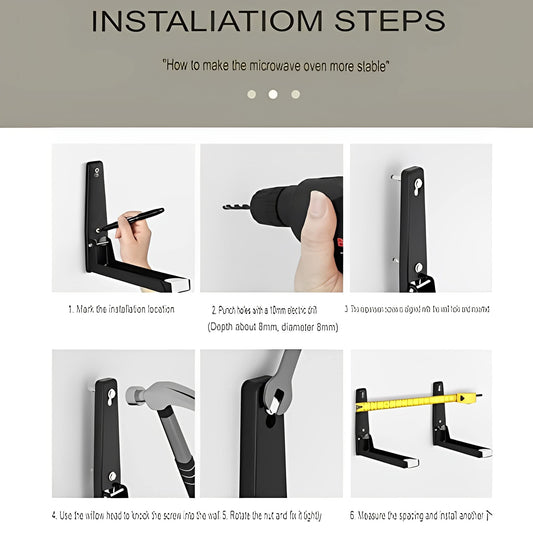 SYGA Microwave Hanger Bracket Stainless Steel Microwave Oven Wall Mounted Folding Holder Rack Bracket - Silver