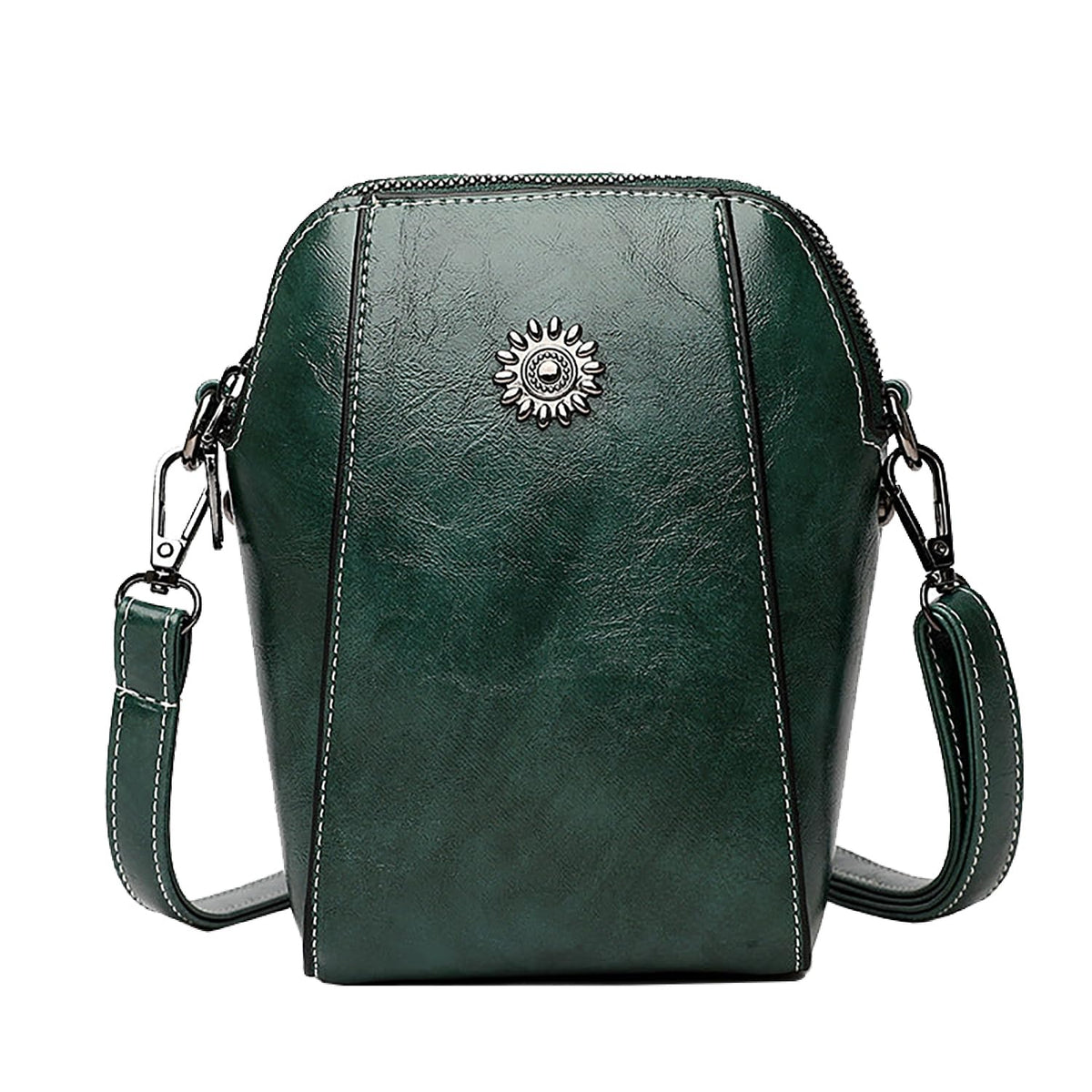SYGA Women's Soft Leather Crossbody Mini Small Bag Fashion Vertical Style Small Mobile Phone Bag(Dark Green)