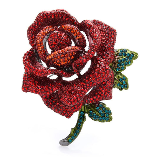 SYGA Brooch Pin Fashion Crystal Rhinestone Jewellery Pin Vintage Accessories Decoration Clothing Bouquet Brooches for Bridal Women Girl (REDROSE)