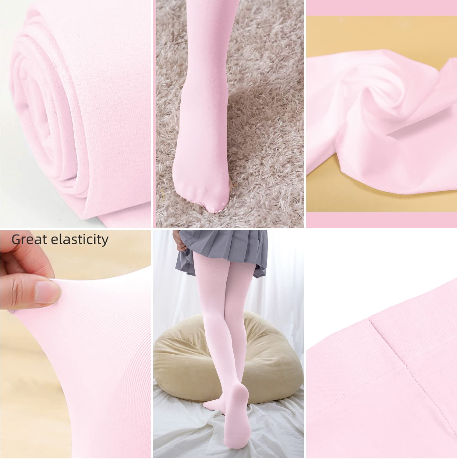 SYGA Girl Pantyhose Stockings Students Soft Velvet Thin Dance Ballet Socks (7-9 Years, Peach Pink)