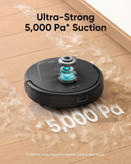 Eufy L60 Hybrid Robot Vacuum Cleaner with Mop, Ultra Strong 5,000 Pa Suction to Remove Hair, Dust, iPath Laser Navigation, for Deep Floor Cleaning, Ideal for Hard Floors, Black, 100 Minutes