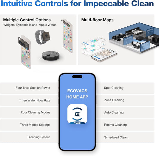 ECOVACS Deebot N30 PRO Omni 2 In 1 Robotic Vacuum Cleaner & Mop,10000 Pa Suction,3500+ Sq.Ft,Self-Emptying Omni-Station,Truedge Mopping,Zerotangle 2.0,Hot Air-Drying,Auto-Lift Mop On Carpet,320 Mins