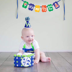 Syga Half Month, 1/2 Month Baby Birthday Banner of Birthday Party Decoration Photo Shoot Banner - Multicolor