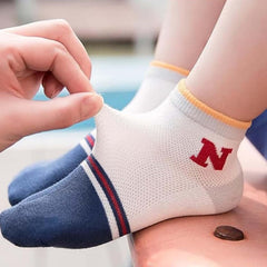 MOMISY 5 Pairs Girl Boys Tube Socks Toddlers Infant Solid Color Boat Spring and Autumn Socks Stretch Baby kids Sock (Symbol, 6 Year to 8 Year)