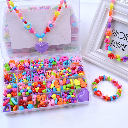 SYGA Beads for Kids Crafts Children's Jewelry Making Kit DIY Bracelets Necklace Hairband and Rings Craft Kits Birthday for 4, 5, 6, 7-Year-Old Little Girls-Multicolor (DIYBeadsSet-3)