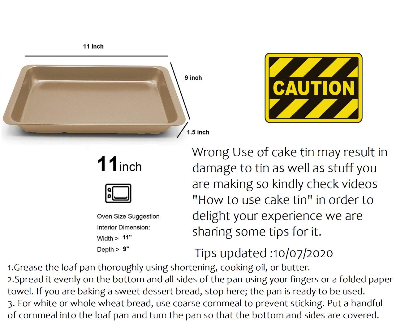 SYGA 11 inch Rectangular Carbon Steel Non-Stick bakeware Cake and Cookies Baking Oven use Plate (Champagne Gold)