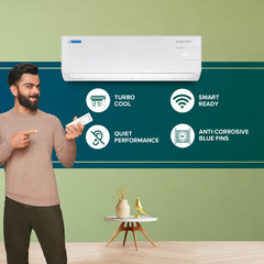 Blue Star 1 Ton 3 Star, Inverter Split AC (Copper, Convertible 5 in 1 Cooling, Multi Sensors,Blue Fins, Self Diagnosis, IE312YNU, White)