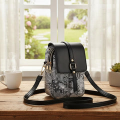 MOMISY Women’s Crossbody Sling Bag | PU Leather Mini Shoulder Bag with Adjustable Strap & Multi-Pocket Design (Black)