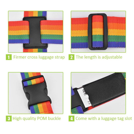 SYGA 1piece Cross Luggage Straps Set, Colorful Adjustable Heavy Duty Long Suitcase Belts