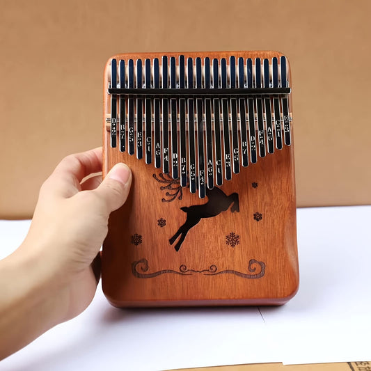SYGA Thumb Piano Kalimba 21-Tone Keys Finger Piano Kalingba Musical Instrument Retro Dream Deer Gifts for Kids and Adults, Handguard-Brown