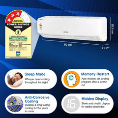 Voltas 1 Ton 3 Star, Inverter Split AC (Copper, LED Display, Anti-dust Filter, 123V Vectra Elegant, White)