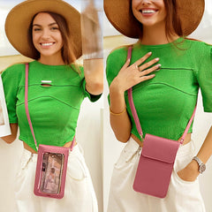 MOMISY Women Cellphone Sling Bag Card Holder Wallet Purse Clutch Handbag Crossbody Shoulder Bag for Girls (Dark Pink)