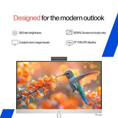 HP All-in-One, 13th Gen Intel Core i7-1355U (32GB DDR4, 1TB SSD) IPS, Three-Sided, Micro-Edge, Anti-Glare, FHD, 27''(68.6 cm), Win 11 Home, Office 24, 6.72kg, FHD Camera, 27-cr0068in