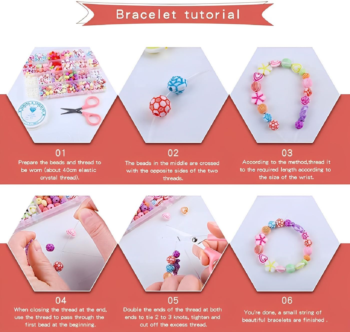 SYGA Beads for Kids Crafts Children's Jewelry Making Kit DIY Bracelets Necklace Hairband and Rings Craft Kits Birthday for 4, 5, 6, 7-Year-Old Little Girls-Multicolor (DIYBeadsSet-19)