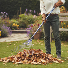 STANSY Adjustable Garden Leaf Rake, Telescopic Metal Handle 31-64 Inch, Heavy-Duty Lawn Yard Rake for Grass Clippings, Garden Debris, Outdoor Cleaning