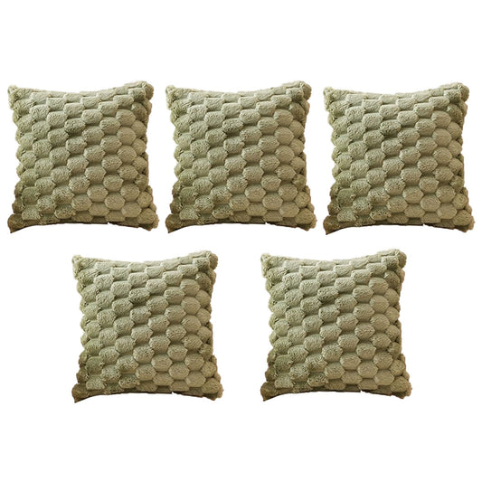 MOMISY Corduroy Cushion Throw Pillow Covers, Honeycomb Pattern, 45 x 45 cm, Set of 5 (Green)