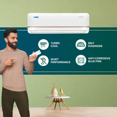 Blue Star 0.8 Ton 3 Star, Inverter Split AC (Copper,Convertible 5 in 1 Cooling, Multi Sensors, Dust Filter Blue Fins, Self Diagnosis, IA309TNU, White)