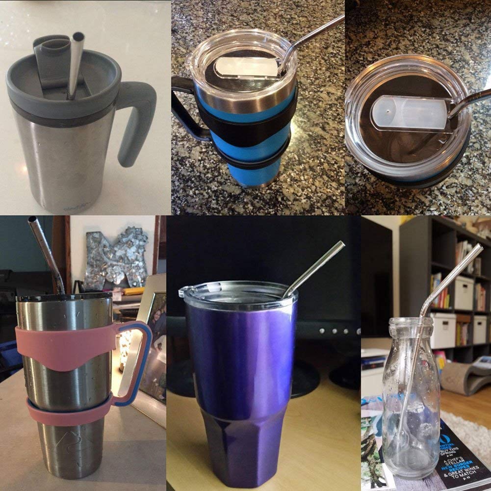 SYGA 8 Pieces Stainless Steel Straws Reusable, Metal Drinking Straws for Smoothie, Milkshake, Cocktail and Hot Drinks