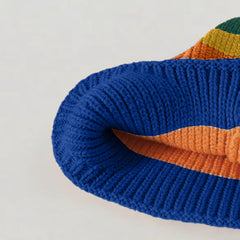 SYGA Baby Winter Cap 1-5 Years Wool Multi-Stripe Warm Knitted Hat with Ear Protection Rainbow hat [Blue]