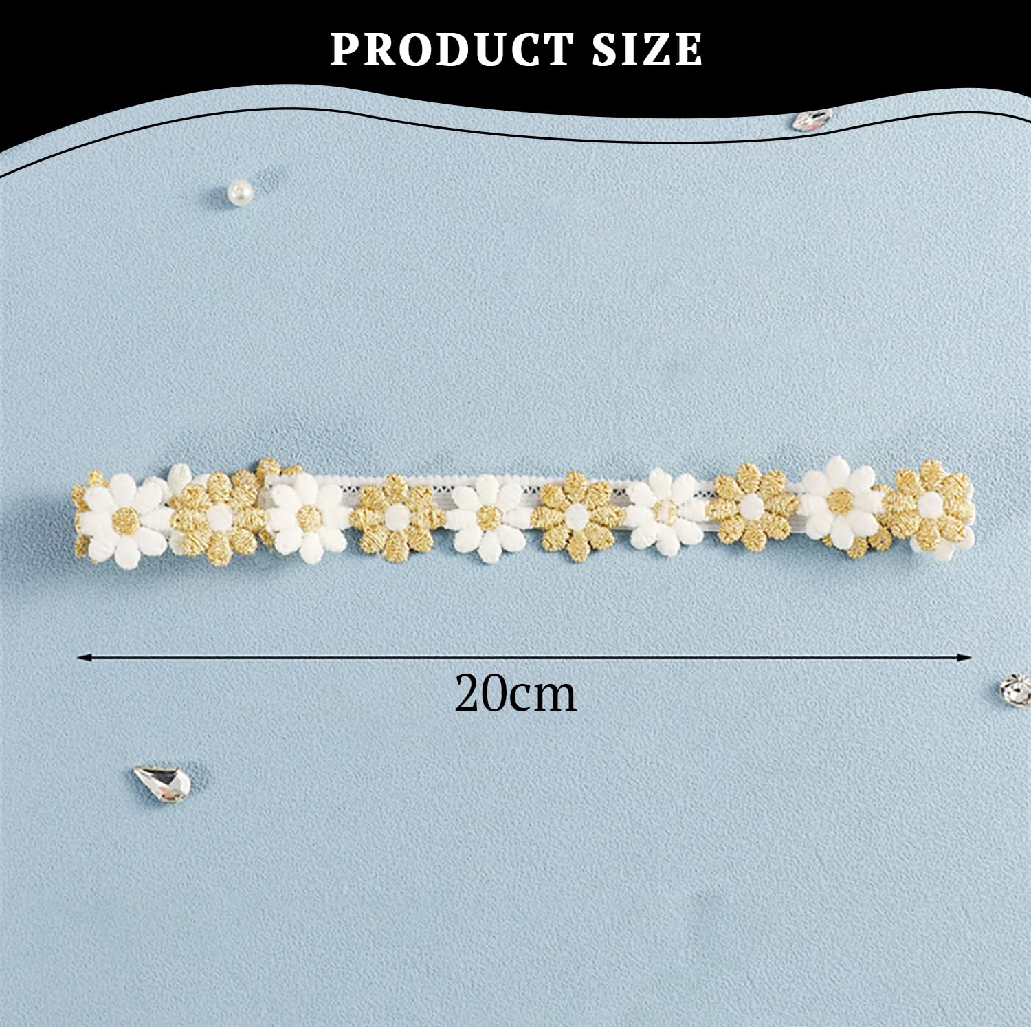 SYGA Baby Girl's Small Flower Headband Soft & Stretchable Cotton Hairband for Infants, Toddlers, Little Princesses (0-3 Years Gold-02)