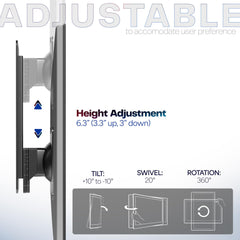 VIVO Height Adjustable 17 to 32 inch Single Monitor Articulating Wall Mount for Standing Workstations, Fits 1 Screen with Max VESA 100x100mm, Black, MOUNT-VW01A