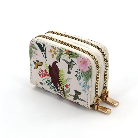 SYGA Women's Zip-Around  Wallet with Flower Pattern, multi-card slots and Coin Holder