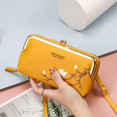 MOMISY Multi-Function Crossbody Bags for Women Mobile Purse Cell Phone Pouch with Adjustable Wide Strap Holder Pocket Small Purse Wallets Sling Bag Mini Shoulder Bags for Ladies Girls (Yellow)