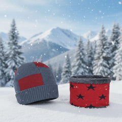 MOMISY Wool Winter Baseball Cap Plus Muffler Scarf Set for Men Women (Grey Maroon)