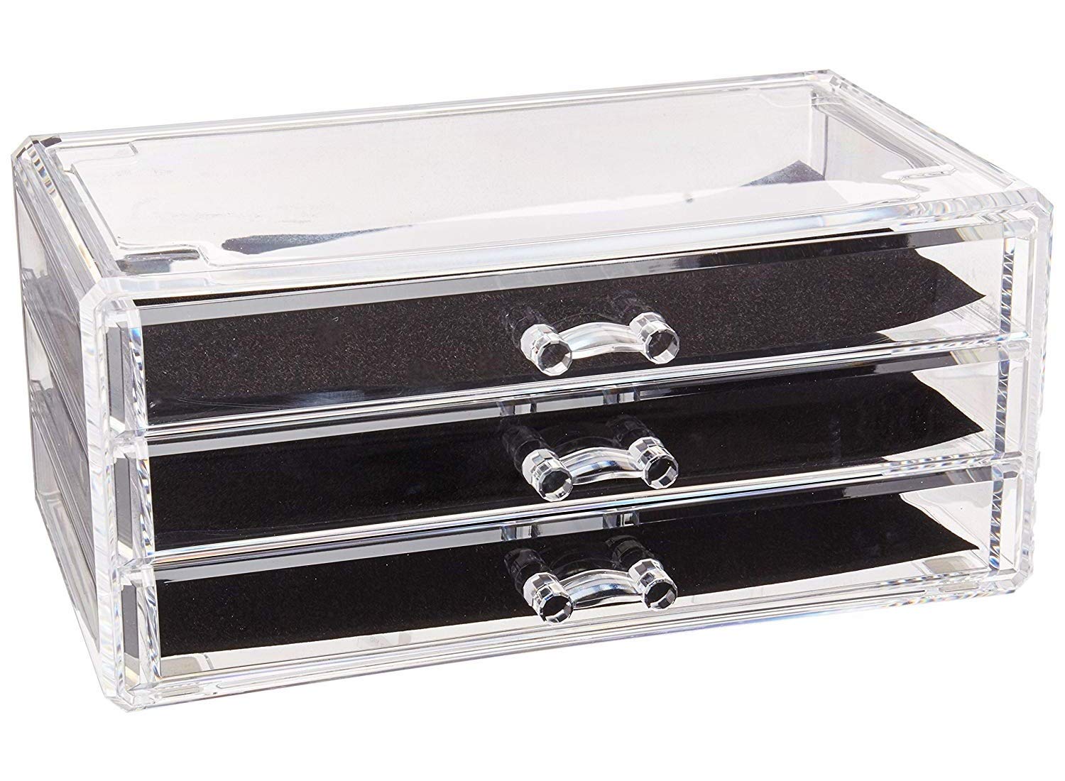 SYGA 1 Piece Acrylic 3 Drawers 16 Grid Stackable Cosmetics Makeup Storage Cube Organizer Jewelry Storage Display Box
