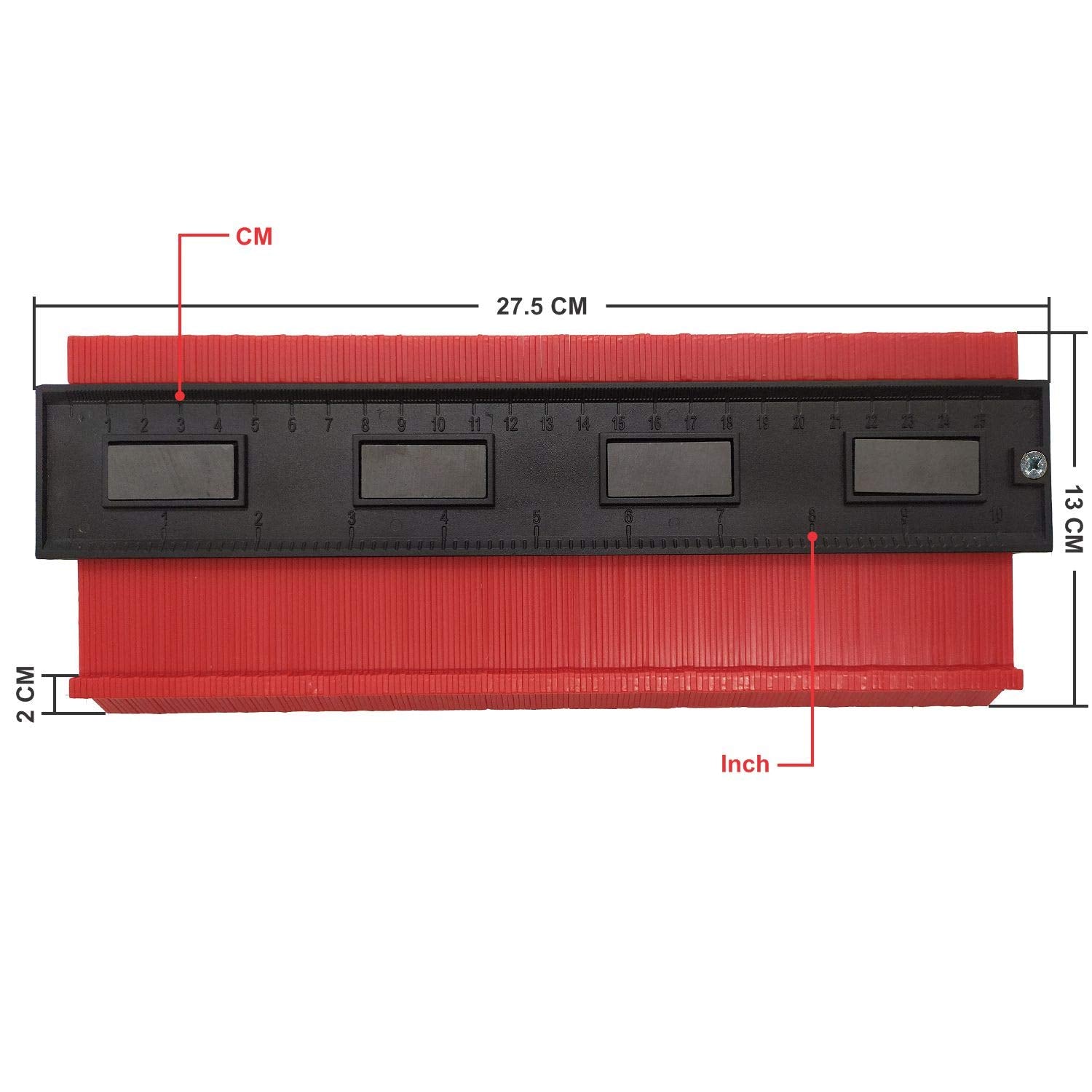 SYGA 25cm Long with Magnet Contour Irregular Profile Gauge Duplicator Tiling Laminate Tiles Edge Shaping Wood Measure Ruler for Professional Precise Measurement