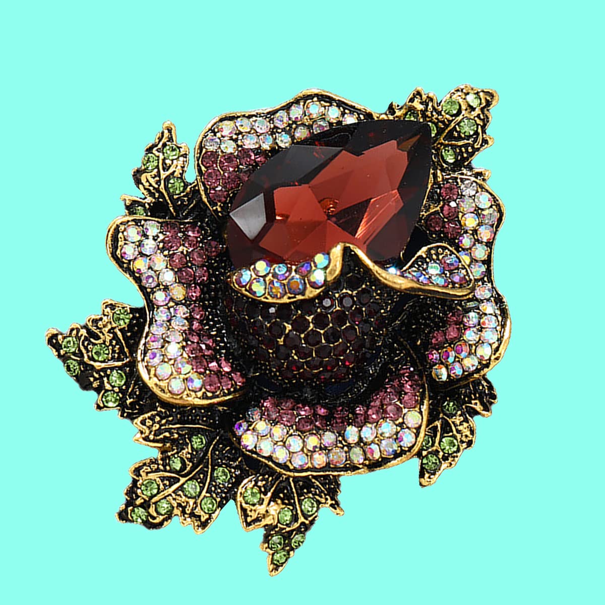 SYGA Brooch Pin Fashion Crystal Rhinestone Jewellery Pin Vintage Accessories Decoration Clothing Bouquet Brooches for Bridal Women Girl (BROWN-ROSE-BROWN)