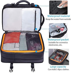 BANGE Travel Backpack, Carry On Backpack Durable Convertible Duffle Bag Fit for 17.3 Inch Laptop and Women, BLACK, LARGE-BLACK-45L, Business
