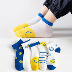 MOMISY 5 Pairs Baby kids Girl Boys Toddlers InfantmCotton Stretch Baby Socks (IN, Age, 1 Year, 3 Years, Emoji)