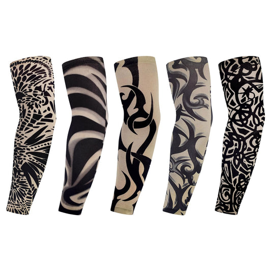 MOMISY Fake Temporary Tattoo Sleeves for Men and Women (Unisex Dark Set, Pack of 5)