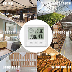 SYGA Digital Indoor Hygrometer Thermometer with Time Display, Accurate Temperature Humidity Monitor Meter for Home, Office, Nursing Room, Greenhouse, Warehouse and More