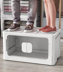 SYGA Large Snack Storage Box Drawer Type Clothes Toy Book Storage Box Home Living Room Finishing Storage Cabinet(White- Transparent)