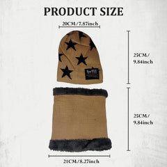 MOMISY Kids Winter Hat and Scarf Set, 2Pcs Warm Knit Beanie Cap and Scarf for 5-10 Years Old Boys and Girls (Khaki S)