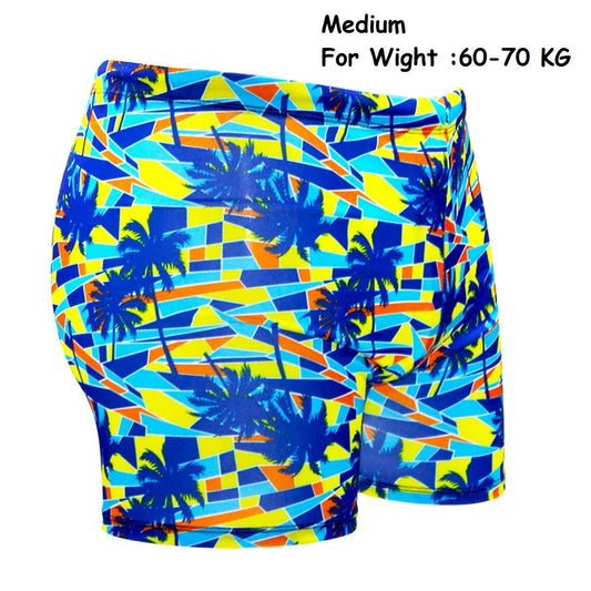 SYGA Polyster Spandex/Men's Swimsuit Swimwear Short/Trunk/Jammer/Palm Tree Pattern/Printed/Multicolour/Swimming Retro Briefs_Large Blue