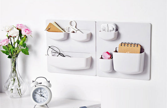 SYGA Self-Adhesive Accessories Holder, Storage Stand, Home Organizer Wall-Mounted Top 2 Holder (White)