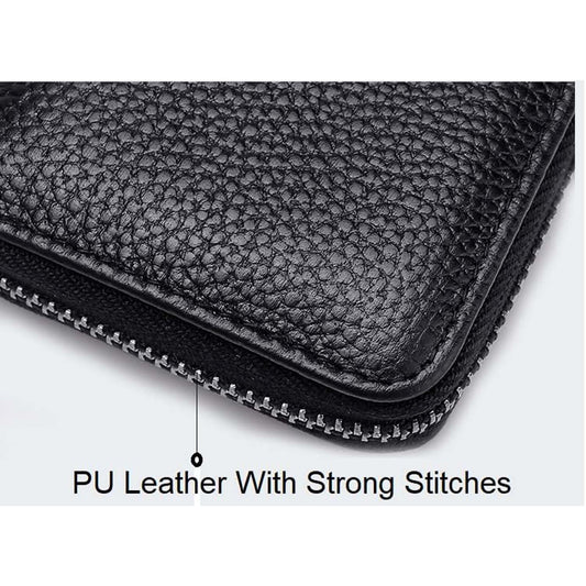 MOMISY PU Leather Credit Debit Card Holder Wallet Card Case ID Case Organizer Holder Zipper Wallet Coin Purse for Men & Women (20 Slots PVC Black)