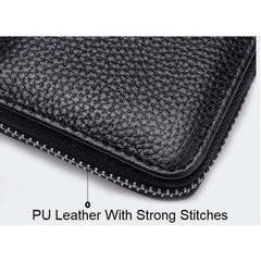 MOMISY PU Leather Credit Debit Card Holder Wallet Card RFID Blocking Secure Card Case ID Case Organizer Holder Zipper Wallet Coin Purse for Men & Women (Black)