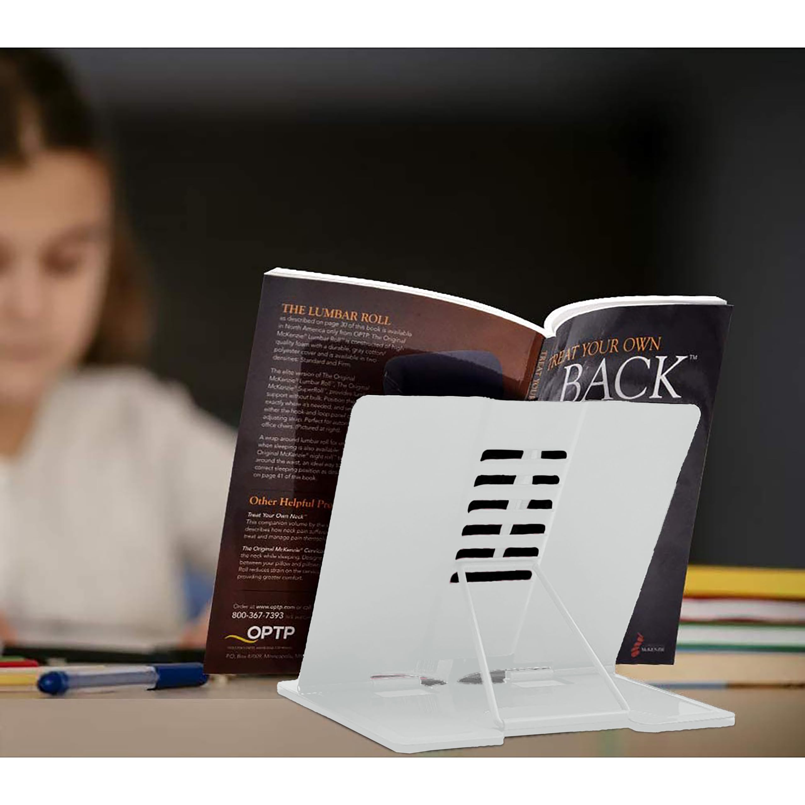 SYGA Reading Bookshelf Metal Mini Book Stand,Book Holder, Hands Free, Adjustable Cookbook,Documents Holder, Portable Bookstand for Music Books, Textbook, Recipe,Tablet, Ipad(White)